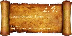 Lazarovics Irma névjegykártya