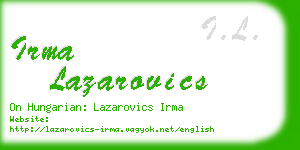 irma lazarovics business card